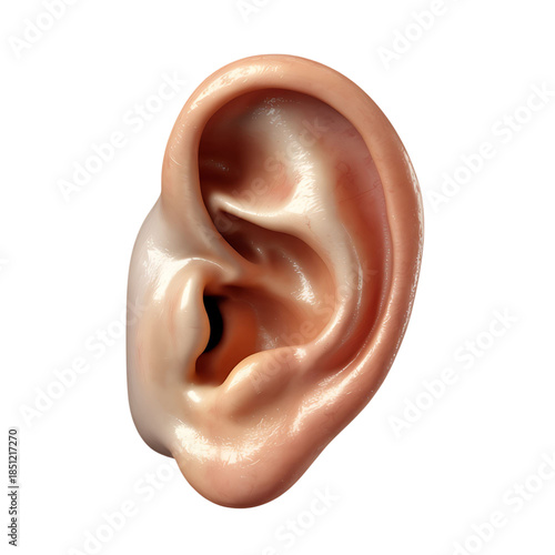 Human Ear Model for Medical and Science Concepts on a Transparent Background