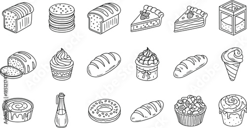 Assorted Baked Goods and Desserts Collection Illustration