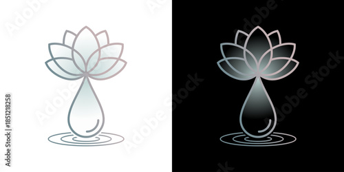 professional spa and wellness logo with flower and drop water