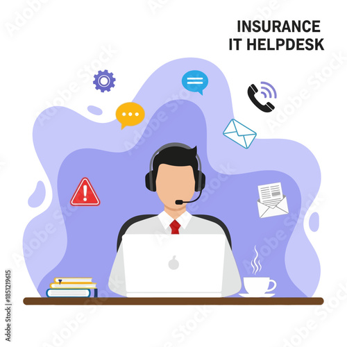 Customer Support Representative Working on Computer.