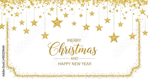 Golden Christmas Stars Greeting Card for Holiday Season