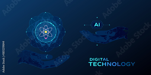 Artificial intelligence technology and the human connection are visually represented