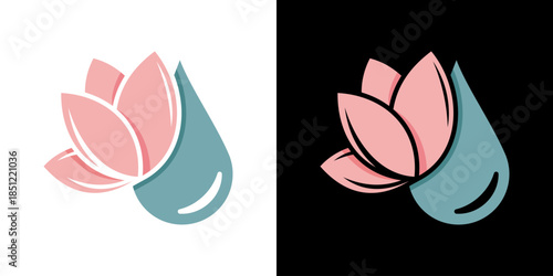 spa logo simple. water drops and leaves logo icon