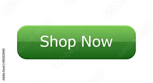 Green shop now button isolated on transparent background