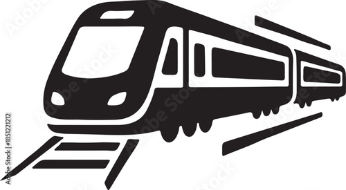 Modern High-Speed Train Icon on Railway Tracks. Vector Graphic for Fast Public Transport and Travel