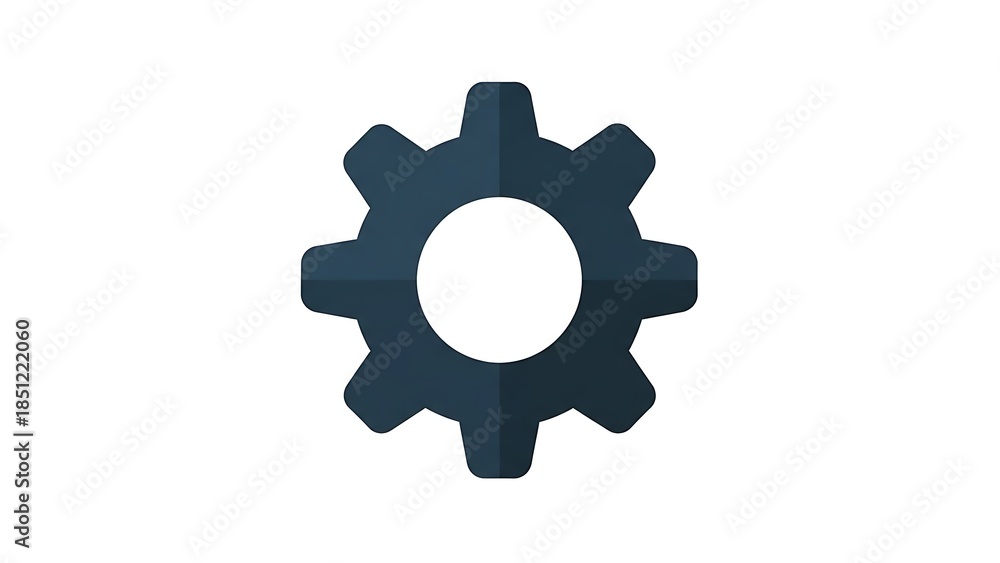 Fototapeta premium Dark Blue Flat Design Settings Gear Icon