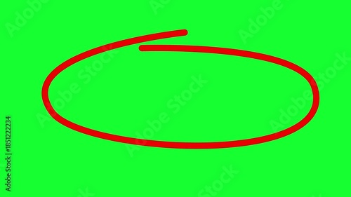 Red ellipse mark isolated on green screen.  Simple animations to mark appropriately to attract the viewer's attention.