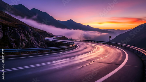 Mountain road sunrise drive