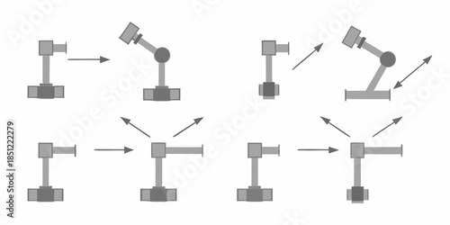 Illustrative diagram of robotic arm movements showing various joint configurations
