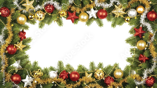 Christmas Garland Frame with Ornaments and Stars