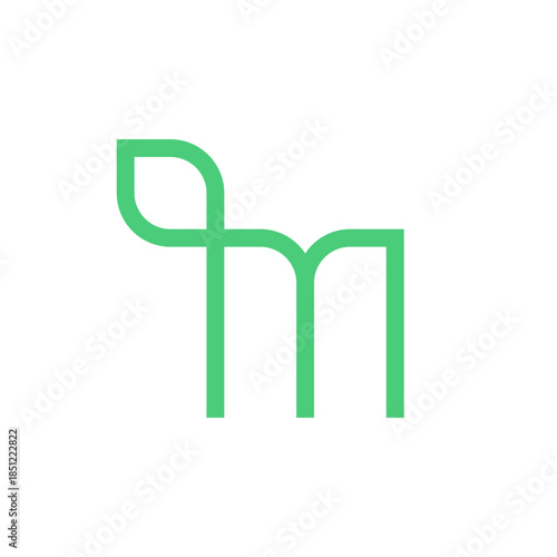 Letter M leaf minimalist logo