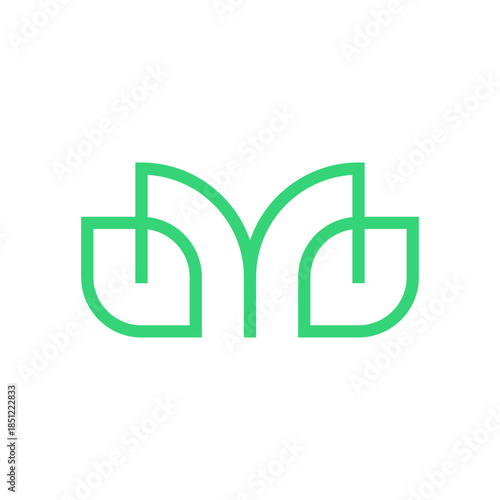 Letter M leaf line creative logo