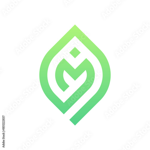 Letter M leaf modern minimalist logo