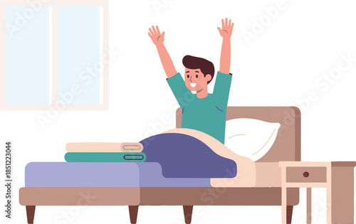 Adult Person Waking Up Slowly on Relaxed Weekend Morning