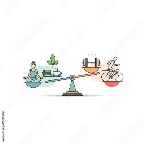 Balance Between Fitness and Wellness Activities Illustrating a Healthy Lifestyle