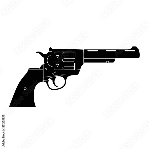 Modern handgun pistol silhouette vector graphic on a clean white background, representing firearm design