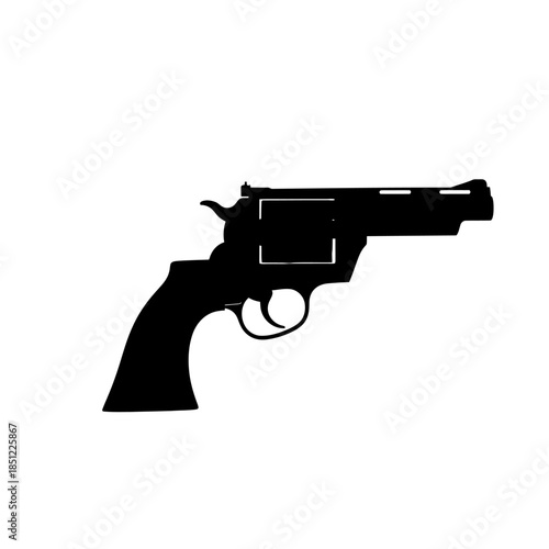Modern handgun pistol silhouette vector graphic on a clean white background, representing firearm design