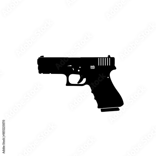 Modern handgun pistol silhouette vector graphic on a clean white background, representing firearm design