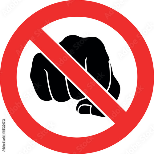 No Punching Sign Vector – Anti Violence Symbol, Prohibition Warning, Safety Notice Icon