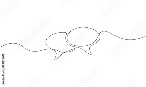Speech bubble one line drawing communication concept illustration