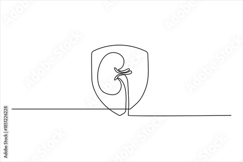 Simple outline of a kidney with a security shield