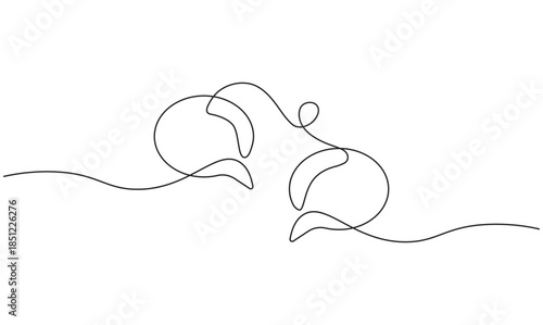 Speech bubble one line drawing communication concept illustration