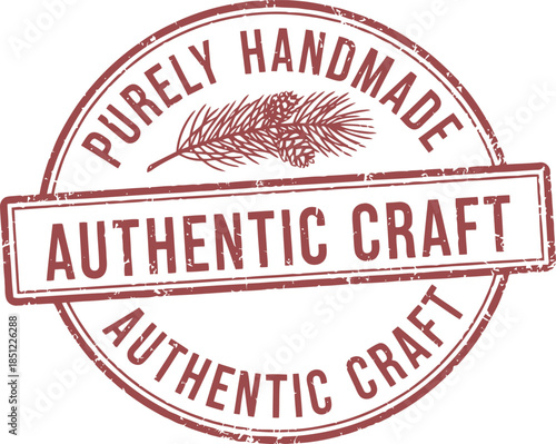 Vintage Authentic Craft Stamp Badge for Handmade Products, Rustic Logo Design, Artisan Branding