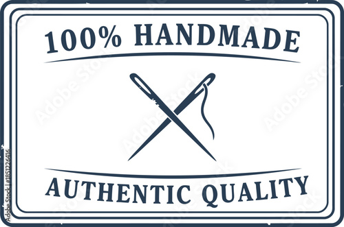 Vintage Handmade Label Design with Needle and Thread for Authentic Craft Branding and Artisan Packaging