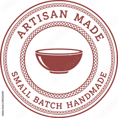 Vintage Artisan Made Badge with Handmade Bowl Icon for Small Batch Craft Branding