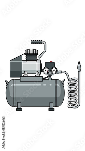 Industrial Air Compressor System with Tank and Coiled Hose
