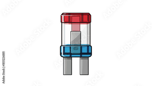 An illustration of a fuse with colored bands in a technical diagram