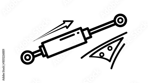 Mechanical shock absorber illustration showcasing its components and functionality in a technical drawing