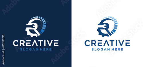 A collection of mechanical technology logos, a combination of alphabet and mechanic letters for vehicle repair shop logos