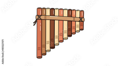 Illustration of a pan flute being played in a serene environment
