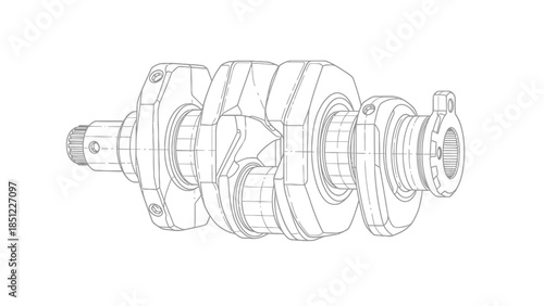 Crankshaft assembly illustration showcasing mechanical components in a technical drawing style