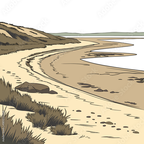 Coastal flat terrain near tide boundary realistic 1