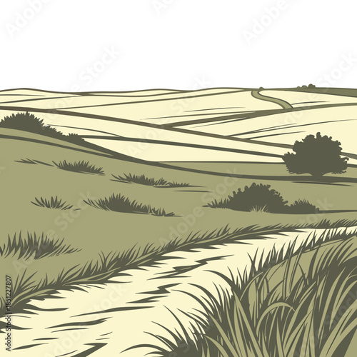 Open prairie with subtle land waves and grassy hills