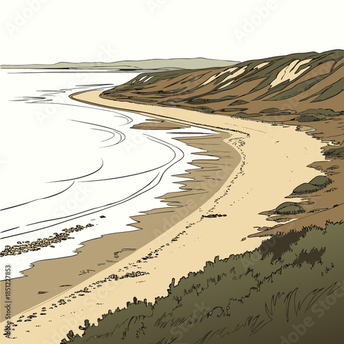 Coastal flatland with tide mark patterns realistic