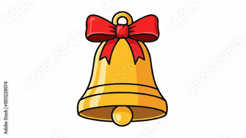 Minimal Christmas Bell with Ribbon – Vector Illustration