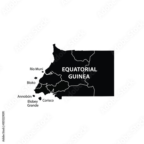 Equatorial Guinea map political division isolated on grid background