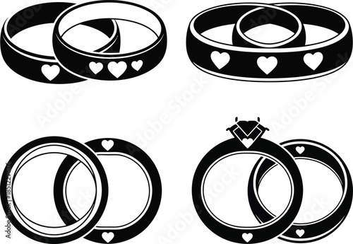 Elegant Wedding Rings Collection with Heart Details - Engagement and Marriage Symbols