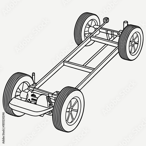 Eight wheel drive chassis with rubber tread pattern 1