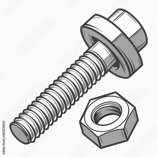 Steel bolt and nut screw metal fastener