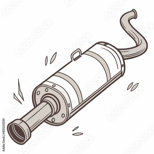 Vehicle exhaust pipe and muffler with heat emission lines