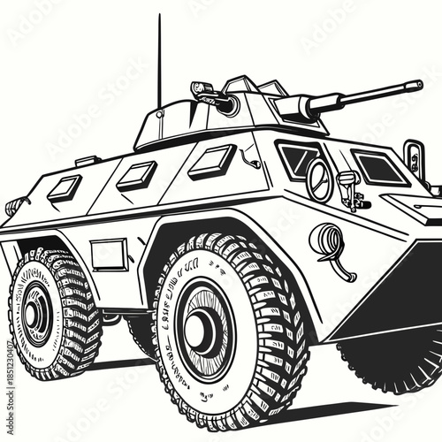 Steel plated war transport unit with detailed tire