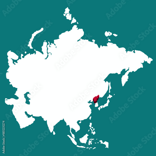 North Korea Country highlighted 3D map on Asia continent map vector illustration	