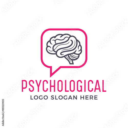 Psychological logo with brain in speech bubble for mental health branding