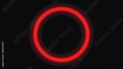Glowing red zero number with circular light design on dark background