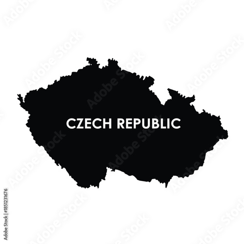Czech republic map outline on transparent background black silhouette