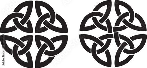 Two black celtic knots triquetra symbols
